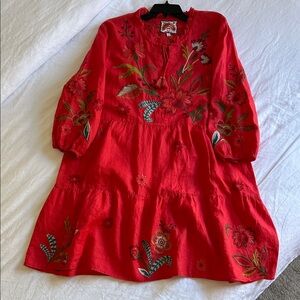 Johnny Was Red Floral Dress. New, no tags.